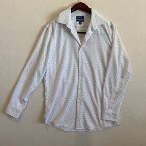 APT. 9 Dress Shirt Men's Medium White Premier Flex Slim Fit Button Down Stretch